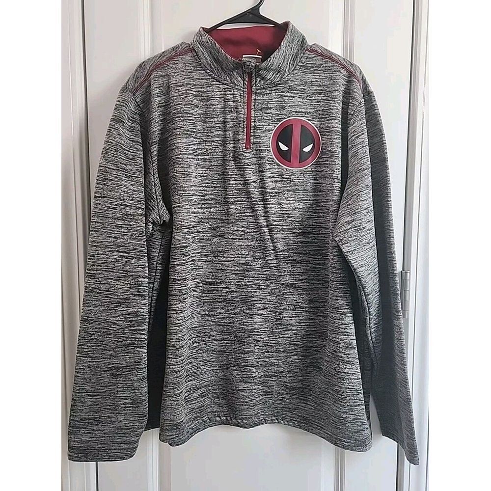 Deadpool 1/4 Zip Sweatshirt Long Sleeve Pullover Mens XL Marvel superhero